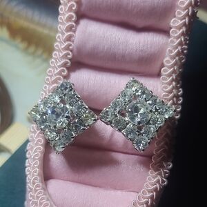 Vintage 60s Rhinestone Screwback Earrings